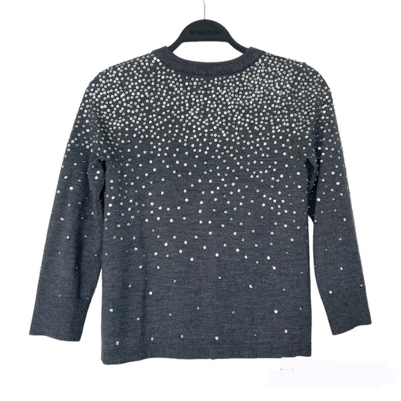 Kate Spade Midnight Gray Sparkle Embellished Cropped Cardigan Sweater Size XS - Picture 9 of 9